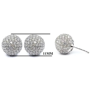 Boucles d'oreilles clous en or blanc 18 carats massif avec diamants naturels VS, pavé de diamants, sur mesure, fabricant de luxe, cadeau de mariage - Product Image 2