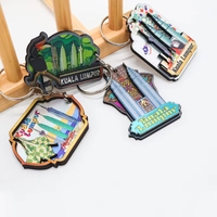 Porte-clés personnalisable en bois avec feuille d'argent, motif chiot animé en forme de cœur, souvenirs de voyage colorés, vente directe usine, logo personnalisé