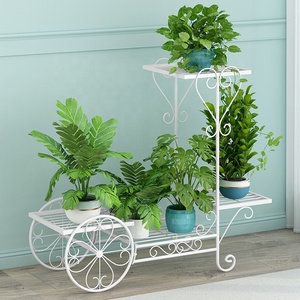 Rak Tanaman Logam Indoor 4 Tingkat, Rak Pajangan Bunga Berdiri, Rak Penyimpanan dengan Ukiran untuk Ruang Tamu Balkon - Product Image 2