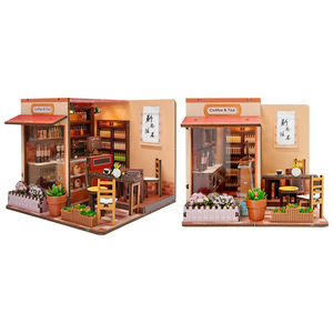 Meilleur cadeau d'<span class=keywords><strong>anniversaire</strong></span> : Kit de maison de poupée miniature en bois 3D à construire soi-même, thème boulangerie-cabane, avec éclairage et accessoires mobiles, pour adolescents de 14 ans et plus - Product Image 1