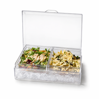 Plateau de service isotherme en acrylique transparent avec couvercle pour pique-nique, fête et collations froides
