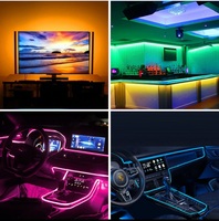 Lumière d'ambiance décorative de luxe pour l'intérieur de la voiture, bande lumineuse pour appuie-tête, rétroéclairage RGB, modes multiples, contrôle du son par application, lampe d'ambiance automatique