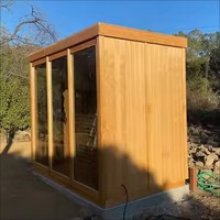 Uniconfort Sauna Luar Ruangan Kayu Cedar Tradisional untuk 4 Orang, Ruangan Kubus dengan Fungsi Uap Kering, Kayu Solid, Kompor Kayu, Eksterior Merah, Garansi 1 Tahun