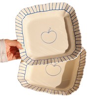 Assiette carrée en céramique Apple Dish, haut de gamme, sous-glaçurée, moderne, durable, faite à la main, plateau de service pour les fêtes