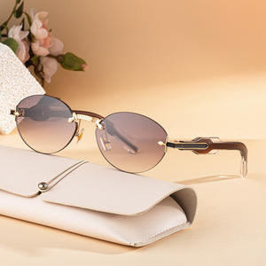 Gafas de sol ovaladas personalizadas sin montura para hombre, lentes de PC con protección UV400, estilo Instagram, protección solar de alta gama para exteriores - Product Image 1