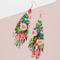 Boucles d'oreilles longues en perles de rocaille, style bohème, faites à la main, colorées, pendantes, accessoires bohèmes, bijoux d'été, cadeau