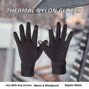 Wholesale Jacquard Nylon Sports Winter Gloves for Screen Compatible Thermal Windproof Water Resistant Cycling Hiking Outdoor - Product Image 2