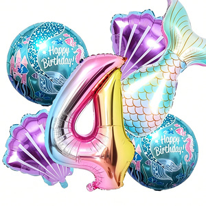 Kit de Decoración de Cumpleaños de Sirena para Niñas, <span class=keywords><strong>Guirnalda</strong></span> de Globos de Aluminio con Forma de Cola de Sirena, Globos para Fiestas al por Mayor - Product Image 1