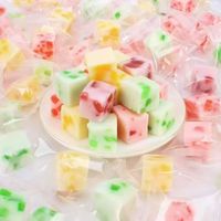 Hot verkopende creatieve melkzuurbacteriën-sap fruit snoep zuur smaak mango multicolor kubusvormige gummy