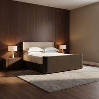 Lit double en bois massif de style américain, meubles de chambre à coucher modernes, simples et rétro, personnalisables, sans espace de rangement