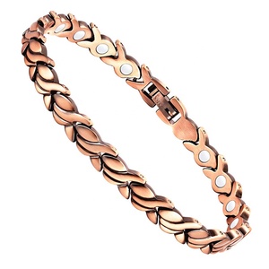 Bracelet magnétique en cuivre <span class=keywords><strong>rouge</strong></span> pour femmes, thérapie magnétique, énergie, FIR, Germanium, Tourmaline, ions, équilibre magnétique - Product Image 2