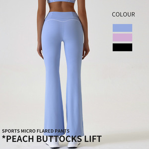 <span class=keywords><strong>Mallas</strong></span> de Yoga de cintura alta para <span class=keywords><strong>mujer</strong></span>, <span class=keywords><strong>mallas</strong></span> acampanadas para correr, Fitness, entrenamiento de baile, pantalones de pierna ancha, <span class=keywords><strong>mallas</strong></span> de gimnasio - Product Image 3