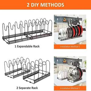 DS3549 ayarlanabilir Pot organizatör raf tencere kapağı tutucu kesme tahtaları raf genişletilebilir Pan organizatör kabine için saksı rafı - Product Image 3