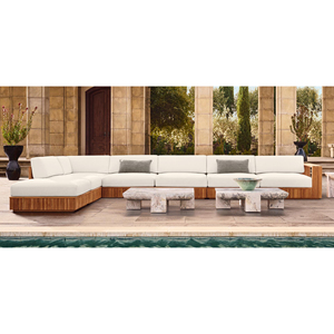 Chaise Lounge Ottoman Style Swimming Pool <strong>Summer</strong> Leisure Modular Teak <strong>Furniture</strong> Modern Patio Sofa Set - Product Image 1