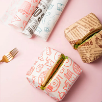 Papier sulfurisé imprimé de haute qualité, papier sulfurisé de qualité alimentaire, matière première, papier d'emballage pour hamburgers