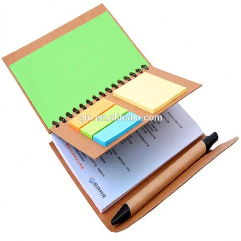 Sıcak satış geri dönüşümlü not defteri kırtasiye seti ile not ve tükenmez kalem veya ofis