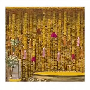 Guirnalda de Caléndulas Hecha a Mano con Diseño Abstracto Tradicional Indio, Decoración para Pared, Haldi Mehendi, Decoración del Hogar, Diwali Ganpati - Product Image 1