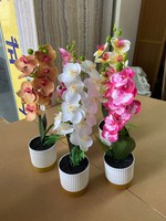 Orchidée Phalaenopsis artificielle de 40 cm, 12 fleurs, petit bonsaï artificiel pour la décoration de table ou de fenêtre en intérieur.