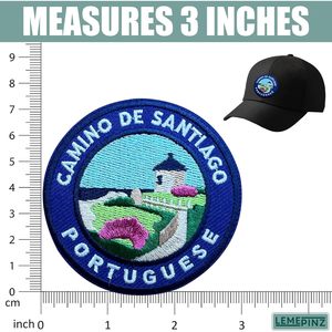 Parche Bordado Ecológico Tejido Portugués Camino de Santiago de 3 Pulgadas Termoadhesivo o para Coser, Aplique de Viaje - Product Image 3