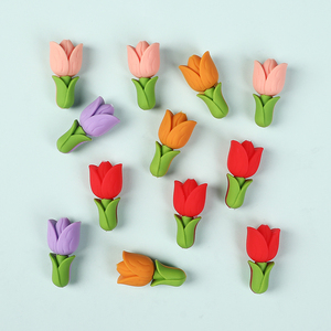 3D tulipán flor planta silicona Focal cuentas para Beadable Pen Charms regalo de vacaciones - Product Image 4
