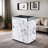 Poubelle rectangulaire en PU et métal, corbeille à papier pour salle de bain, poubelle en acier inoxydable, mini poubelle fine pour la maison et les toilettes