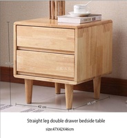 Table de chevet moderne en bois massif de style nordique avec 2 tiroirs