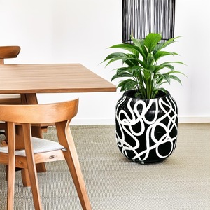 Pot de fleurs décoratif d'intérieur, décoration de maison, bureau, salon, support de verdure de table, élégant, noir et blanc - Product Image 3