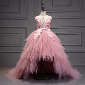 Robe de princesse d'été 2020 pour fille, longue traîne, costume de cygne, robe d'anniversaire pour enfant, robes de demoiselle d'honneur - Product Image 1