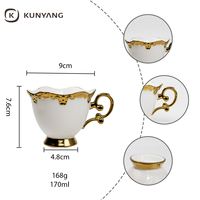 Ensemble de tasses à café et soucoupes en céramique européenne de luxe, bordure dorée, porcelaine embossée, tasse à thé pour le thé de l'après-midi, usage domestique, boîte cadeau