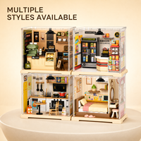 Kit de maison de poupée miniature en gros, puzzle 3D, kit DIY, maison de poupée en bois, micro-modèle avec éclairage, scène miniature, cadeau