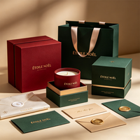 Kit d'emballage de luxe écologique personnalisé pour bougies – Ensemble complet avec sac en papier à poignée en corde de coton, papier de soie, autocollant et carte de remerciement promotionnelle
