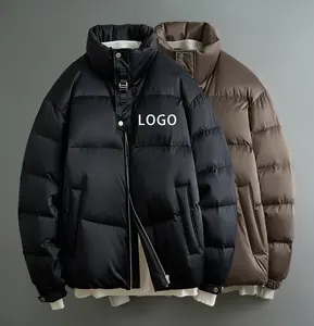 OEM diseño personalizado invierno burbuja acolchado abrigo abajo negro poliéster al aire libre chaqueta acolchada para los hombres