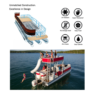2019 Kinlife DIY Triple Motor de marco de aluminio de doble Decker <span class=keywords><strong>catamar</strong></span>án barco pontón - Product Image 4