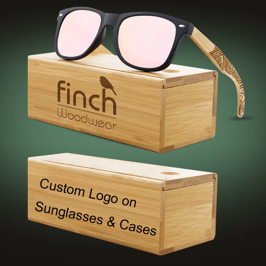 Occhiali da sole artigianali di fascia alta da sole con logo personalizzato branding occhiali da sole bambu pc in legno di plastica tempio oculos de sol