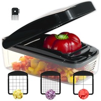 Robot culinaire de haute qualité avec 5 lames, trancheuse manuelle en plastique, hachoir à légumes, trancheuse avec récipient