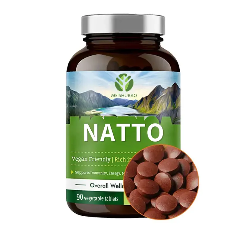 El mejor vendedor, tabletas de natto, extracto de natto natural de alta calidad, tableta de nattokinasa, suplemento para la salud cardiovascular y del corazón