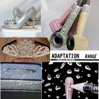 Rhinestone Kristal Kaca Putih OPL AB Hotfix Perekat Setrika, 12 Sisi, untuk DIY Seni Kuku, Pakaian, dan Kerajinan