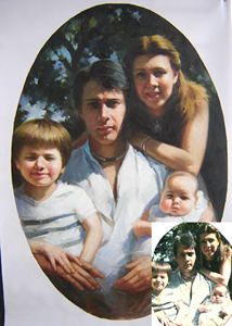 Portrait personnalisé fait à la main peinture à l'huile Style impressionnisme personnalisable photos de famille sur toile avec cadre flottant - Product Image 4