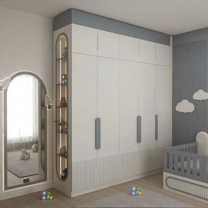 <span class=keywords><strong>Armadio</strong></span> per Bambini Ecologico, Autoportante, Regolabile, Moderno e Minimalista con Ante Bianche e Ripiani Aperti, Adatto per Ville - Product Image 1