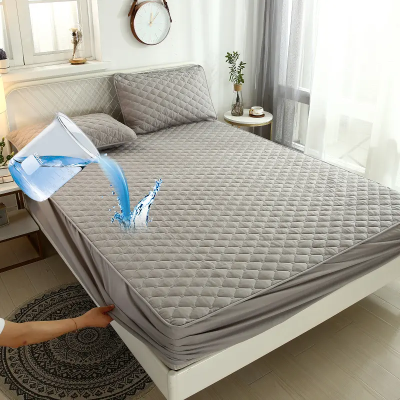 TPU su geçirmez yatak örtüsü düz renk kapitone kabartmalı yatak kalın yumuşak yatak koruyucu monte sac tarzı kapak