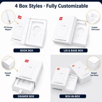 Boîte cadeau personnalisée pour bijoux, cosmétiques, collier, avec emballage de protection pour batterie externe, couverture rigide et bords droits.