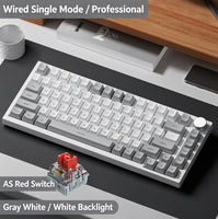Keyboard Mekanik AK820 81 Tombol Berkabel, Switch Biru, Hot Swappable, RGB Backlit, Programmable, Anti Ghosting untuk Gaming