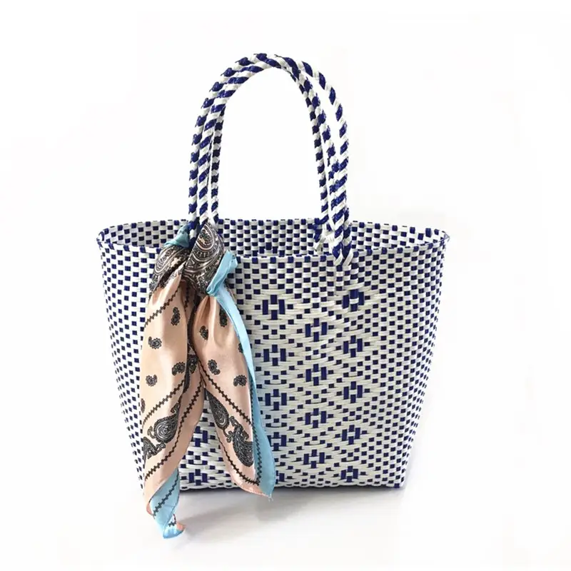 Popular Plastic Straw Beach Bags Handmade PE Women handbags for sale