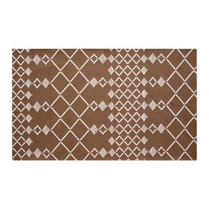 Tapis de cuisine rectangulaire à motif géométrique, antidérapant, en polyester et coton, marron, design grille étoilée, tapis de sol pour cuisine - Product Image 2