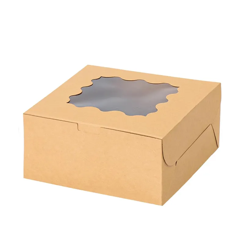 biologisch abbaubares Material 300 gsm Papier-Schnellbox für Takeaway braune Pla-beschichtete Verpackung mit Fenster