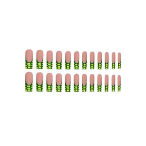 Ensemble d'ongles artificiels frais vert français jaune à carreaux marbre rayures main <span class=keywords><strong>pied</strong></span> en plastique orteil <span class=keywords><strong>faux</strong></span> ongles vente en gros - Product Image 5