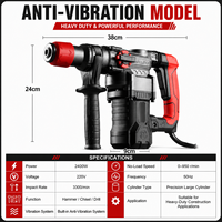 Marteau perforateur rotatif 2400W avec mallette de transport, embrayage de sécurité et système anti-vibration pour le perçage, le cisaillage et la démolition du béton