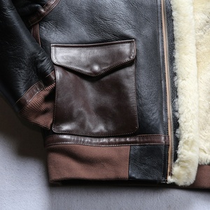 Nuovo inverno di alta qualità personalizzato Short americano A2 Pilot <span class=keywords><strong>Shearling</strong></span> cappotti di pelliccia da uomo con risvolto e giacche di <span class=keywords><strong>montone</strong></span> ispessite - Product Image 6