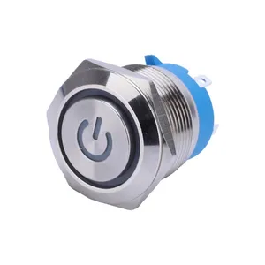 22mm 10A 20A IP67 latch 1NO1NC CE pushbutton on off switch Waterproof stainless steel metal switch push button with LED