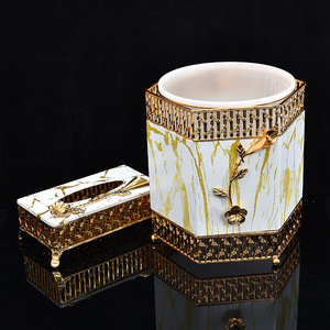 Moyen-Orient Arabie Saoudite Dubaï Style Fer Forgé Métal Stockage Boîte À Mouchoirs Poubelle Ensemble - Product Image 3
